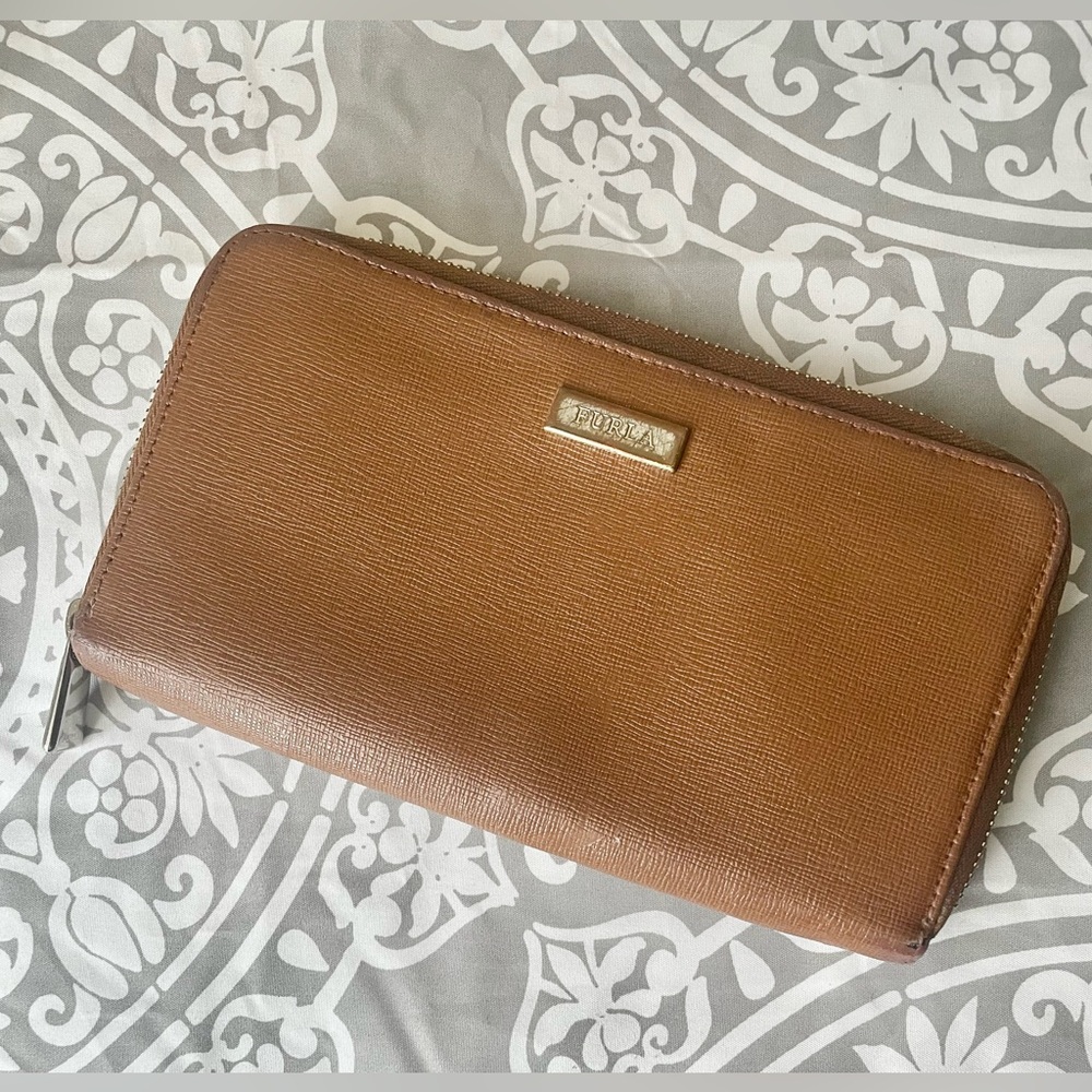 Brown Furla long Zip Wallet